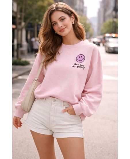 SWEATSHIRT KEEP IT SIMPLE PE2328 ROSE