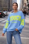 SWEATSHIRT OVERSIZE DONT TOUCH ME PE2324 BLEU CIEL