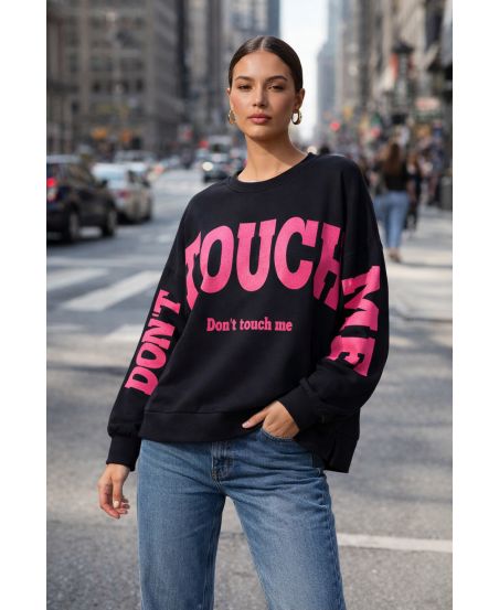 SWEATSHIRT OVERSIZE DONT TOUCH ME PE2324 NOIR