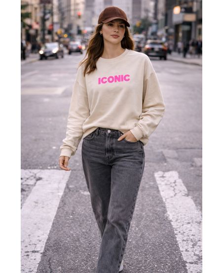 SWEATSHIRT ICONIC PE2306 BEIGE