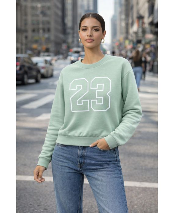 SWEATSHIRT 23 PE2296 VERT PASTEL