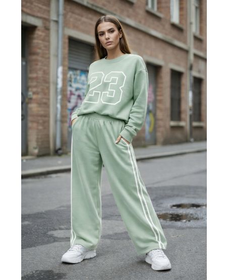 BREITE 2-STREIFEN-2-TASCHEN-PANTEN PE2301 PASTELLGRÜN