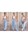 PANTALON LARGE A 2 BANDES 2 POCHES PE2301 BLEU CIEL
