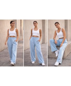 PANTALONI LARGHI 2 RIGHE 2 TASCHE PE2301 SKY BLUE