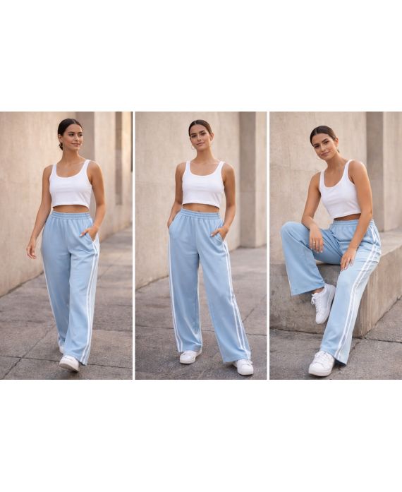 BREDE 2-STREEP 2-POCKET PANTS PE2301 HEMELSBLAUW