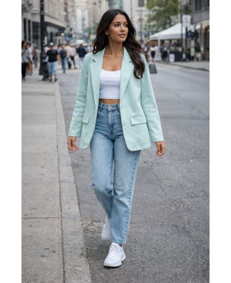 VESTE BLAZER PE2318 VERT PASTEL