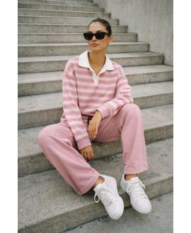 STRIPED POLO SWEATSHIRT SS2338 PINK