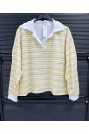 SUDADERA POLO DE RAYAS SS2338 AMARILLO
