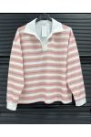 FELPA POLO A RIGHE SS2338 ROSA