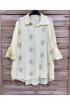 COTTON GAUZE TUNIC EMBROIDERY PE2386 YELLOW