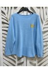 MAGLIONE A CUORE CON BOTTONI E BOTTONI PE2354 SKY BLUE