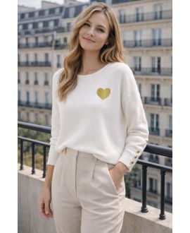 HERZPULLOVER MIT KNÖPFEN MIT KNÖPFEN PE2354 WEISS