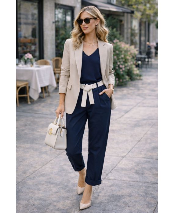 2-TASCHEN-ELASTISCHE TAILLENHOSE + PE2401 BUND MARINEBLAU