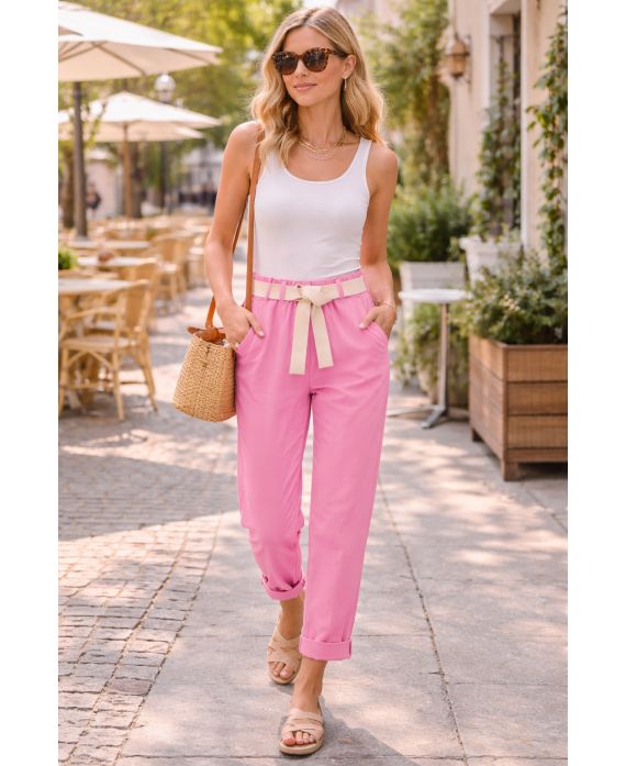 2-TASCHEN-ELASTISCHE TAILLENHOSE + PE2401 BUND PINK