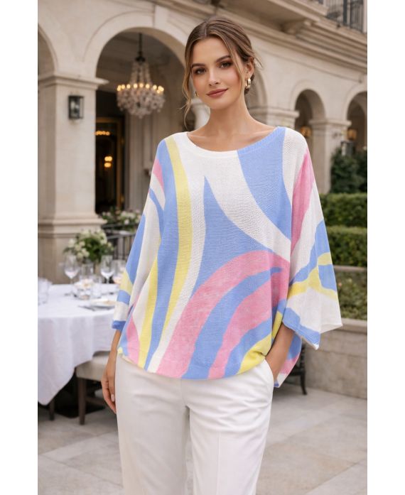 PRINTED SWEATER PE2420 BLUE