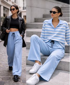 PANTALONI LARGHI DA JOGGING PE2332 SKY BLUE