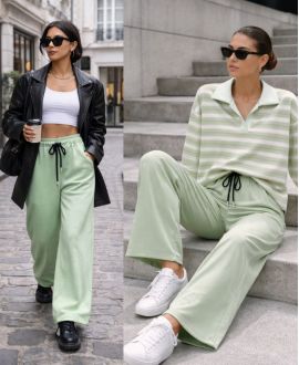 PE2332 BREITE JOGGINGHOSE PASTELLGRÜN