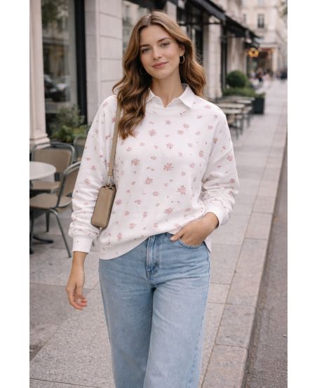 PE2379 WITTE BLOEMEN SWEATSHIRT