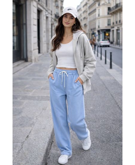 PANTALON JOGG COUTURE PE2372 BLEU CIEL