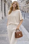 PULL FLUIDE SANS COUTURE COL ROND PE2392 BEIGE