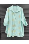 COTTON GAUZE SHIRT WITH EMBROIDERY PE2414 PASTEL GREEN