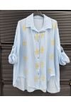CAMICIA IN GARZA DI COTONE CON RICAMO PE2414 SKY BLUE