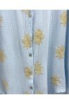 COTTON GAUZE SHIRT WITH EMBROIDERY PE2414 SKY BLUE
