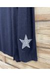 LIGHTWEIGHT RHINESTONE STAR FLOCKING SWEATER PE2424 BLACK