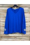 LEKKI SWETER Z GWIAZDĄ RHINESTONE STAR FLOCK, PE2424 ROYAL BLUE