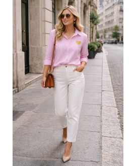 CHEMISE RAYEE COEUR PE2368 ROSE