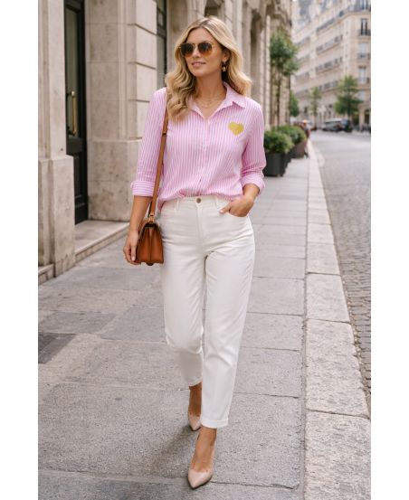 STRIPED SHIRT HEART PE2368 PINK