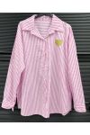 CHEMISE RAYEE COEUR PE2368 ROSE