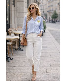 STRIPED SHIRT HEART PE2368 SKY BLUE