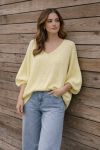 MAGLIONE A V-NECK A MAGLIA PE2360 GIALLO