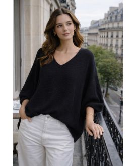 KNITTED V-NECK SWEATER PE2360 BLACK