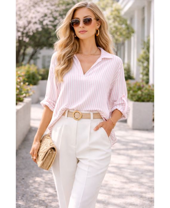 GESTREEPTE TUNIC PE2350 ROZE