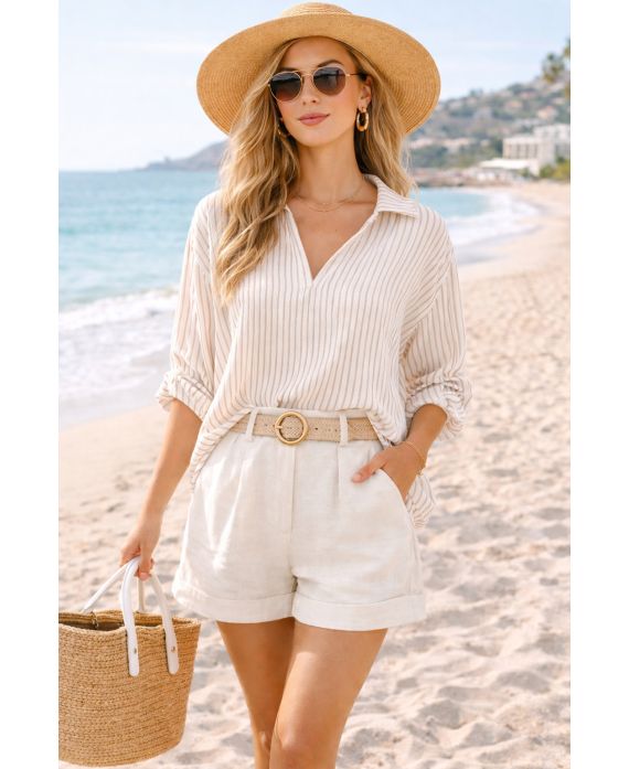 STRIPED TUNIC PE2350 BEIGE