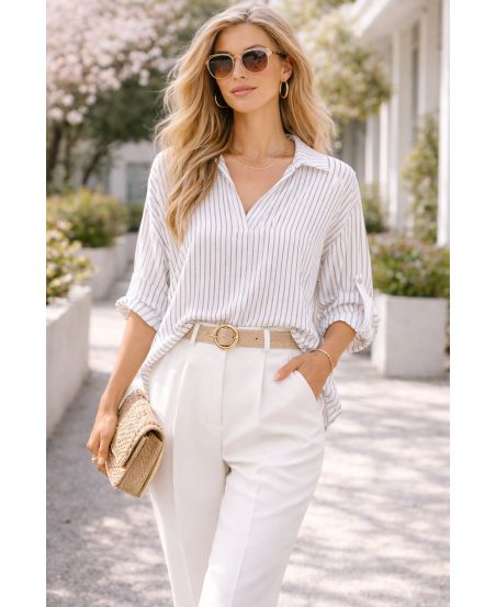 GESTREEPTE TUNIC PE2350 ZWART