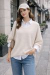 PULL MAILLE COL V PE2360 BEIGE