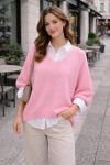 KNITTED V-NECK SWEATER PE2360 PINK