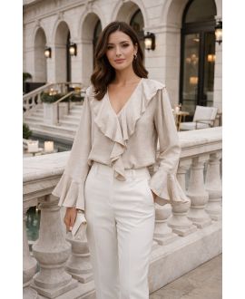 BLOUSE RUFFLE PE2109 BEGE