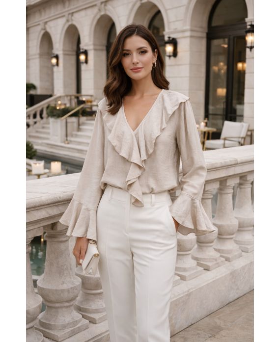 BLOUSE RUFFLE PE2109 BEGE