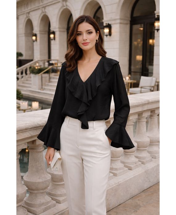 RUFFLE BLOUSE PE2109 BLACK