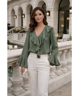 RUFFLE SMOCK PE2109 GREEN