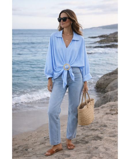 CAMICETTA ACCESSORIA CON FIBBIA PE2408 SKY BLUE