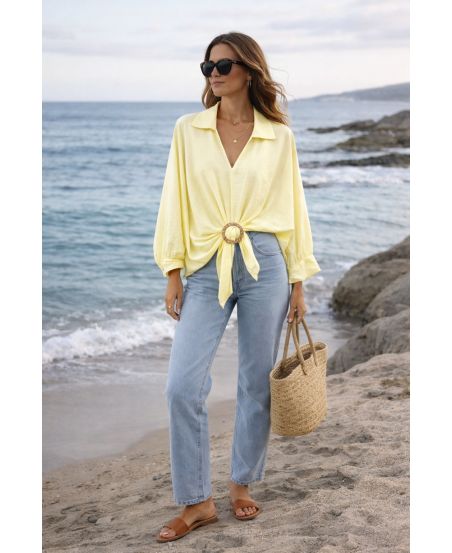 CHEMISIER ACCESSOIRE BOUCLE PE2408 JAUNE