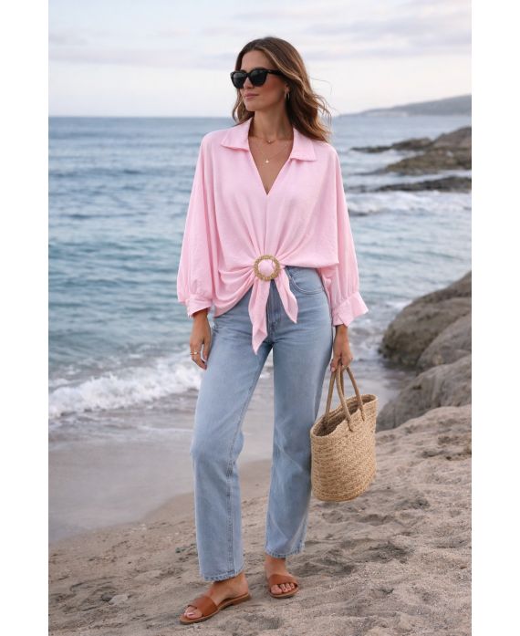 SCHNALLEN-ACCESSOIRE-Bluse PE2408 PINK