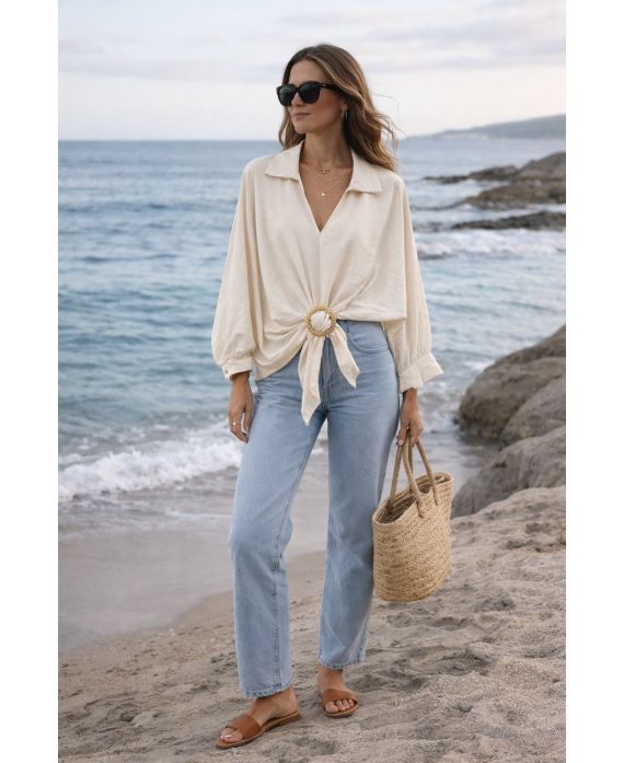 BLUSA DE HEBILLA PARA ACCESORIOS PE2408 BEGE