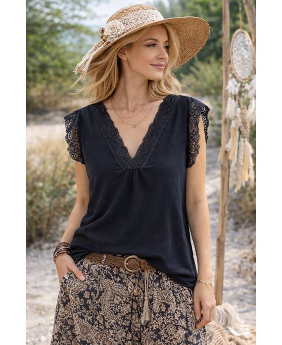 OVERSIZED TOP CAMISOLE KANT PE2463 ZWART