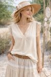 ÜBERGROSSES CAMISOLE-SPITZENOBERTEIL PE2463 BEIGE